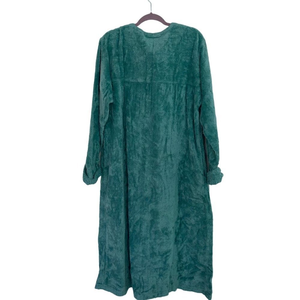 New Stan Herman Vintage Womens Robe Size 1X Green Chenille Half Zipper Front - Picture 2 of 14